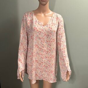 LC Lauren Conrad Floral V-Neck Long Sleeve Blouse size XL